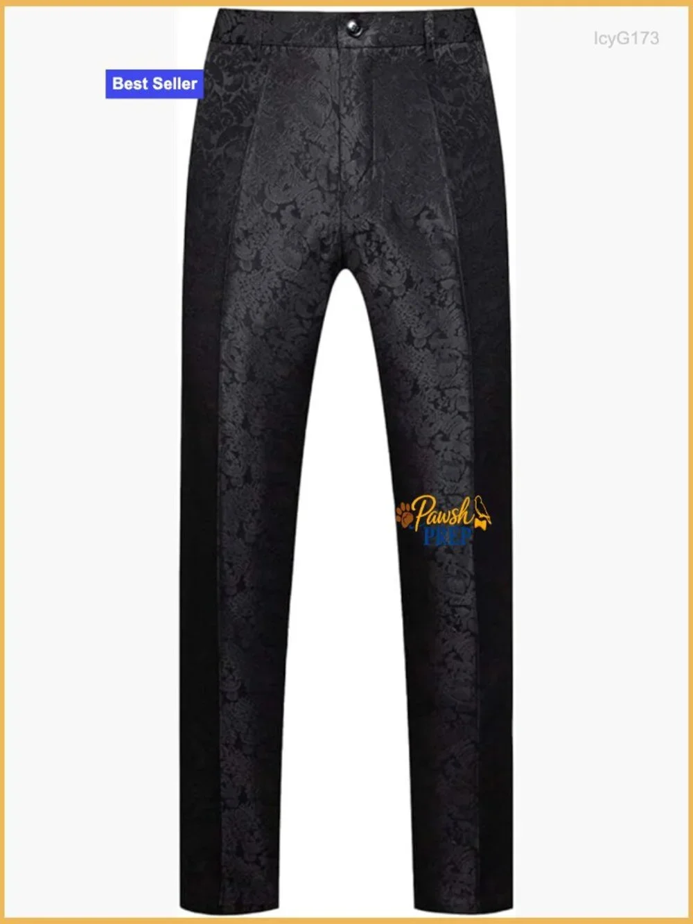 Floral Jacquard Tuxedo Suit Pants for Wedding Party Slim Fit